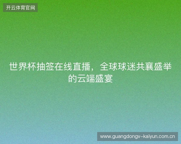 世界杯抽签在线直播，全球球迷共襄盛举的云端盛宴